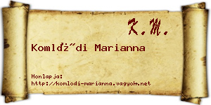 Komlódi Marianna névjegykártya